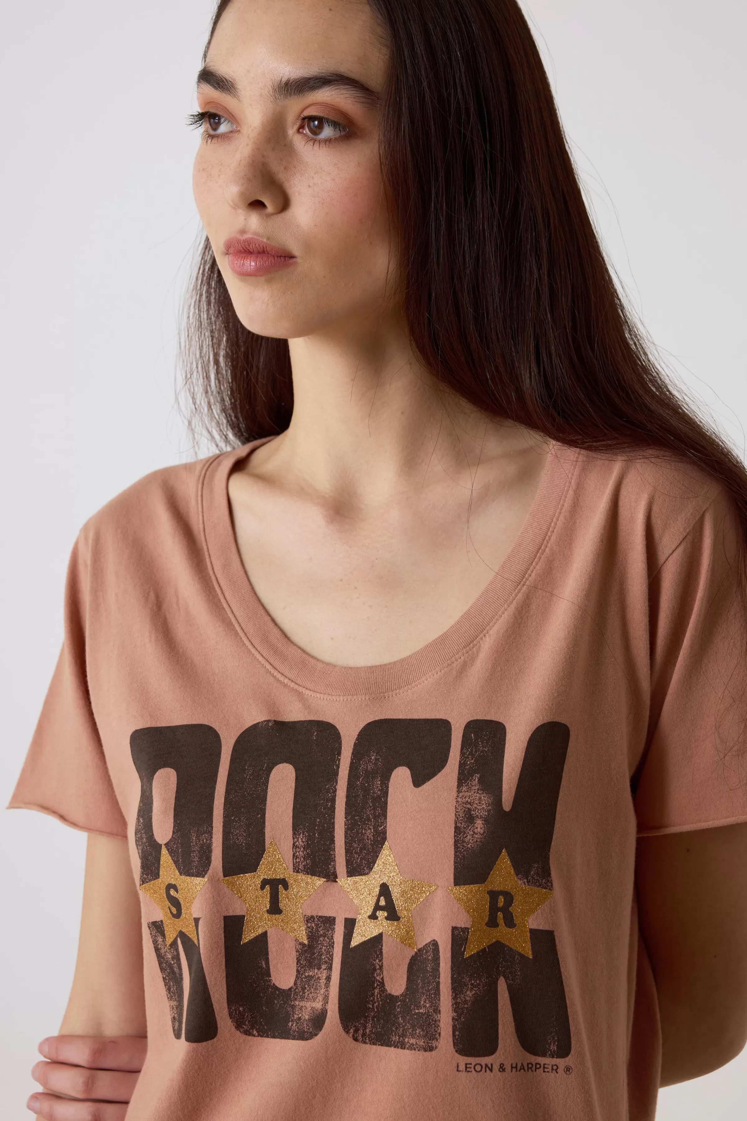 Leon&Harper Last Chance | Camisetas & Tops*Camiseta Tizia Stars durazno