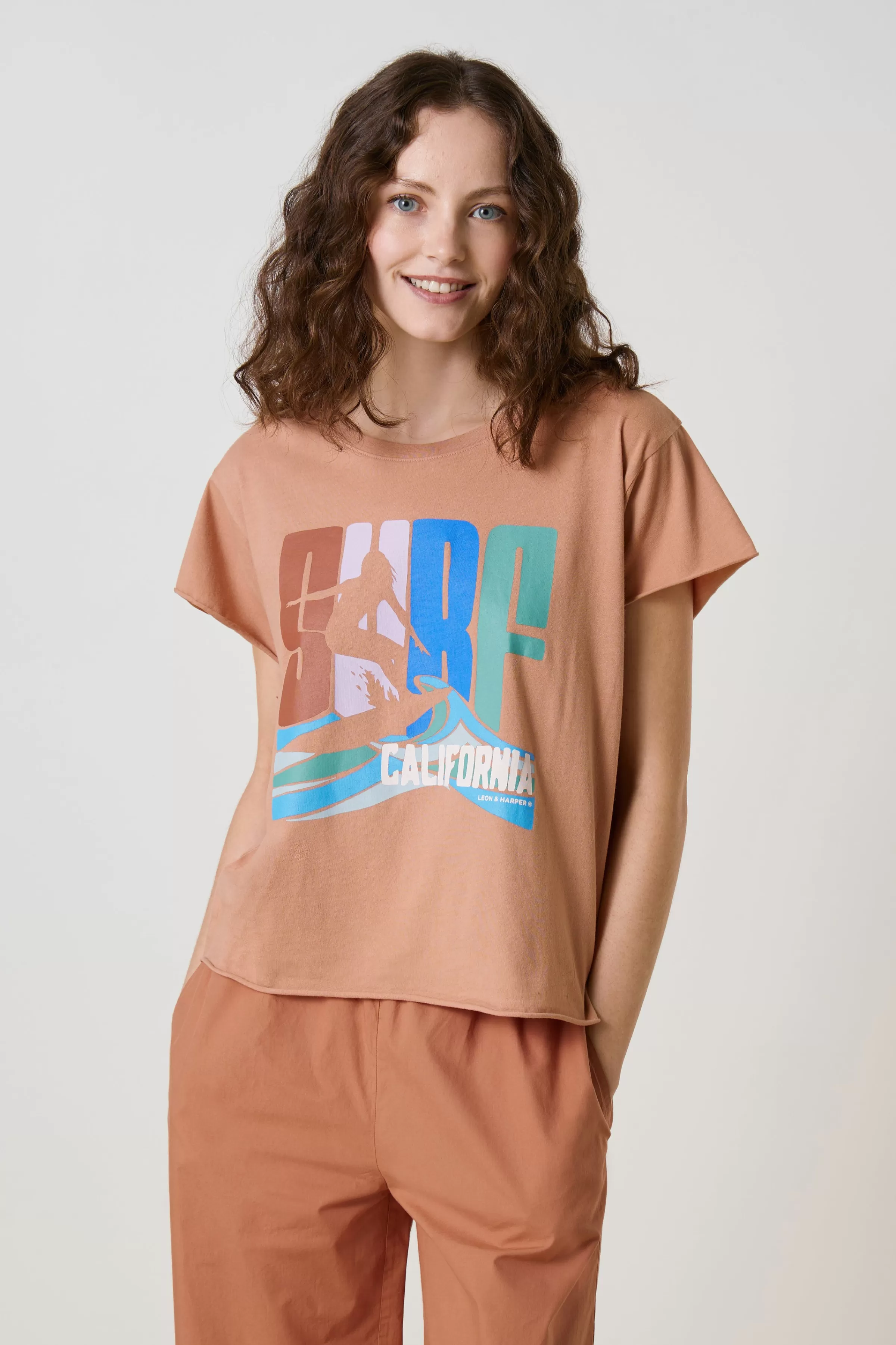 Leon&Harper Camisetas & Tops*Camiseta Tulum Surf durazno